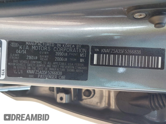 2015 Kia Forte 5-Door SX with VIN KNAFZ5A35F5266838, listed as a IAAI auction lot 42115081 with 80,983 mi miles. Bid and sale history available at carsss.com. Image 9.