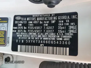 2014 Kia Sorento LX with VIN 5XYKT3A66EG543360, listed as a Copart auction lot 53650595 with 133,330 mi miles and Salvage Title. Bid and sale history available at carsss.com. Image 13.
