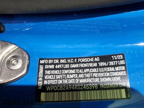 2024 Porsche 911 Carrera S with VIN WP0CB2A94RS245398, listed as a Copart auction lot 41980985 with 3,674 mi miles and Salvage Title. Bid and sale history available at carsss.com. Image 13.