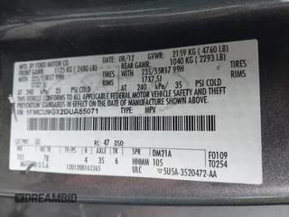 2013 Ford Escape SE z VIN 1FMCU9GX2DUA85071, wystawiony jako IAAI lot #42518686 z przebiegiem 159 157 mil mil oraz . Historia ofert i sprzedaży dostępna na DreamBid. Obrazek 9.