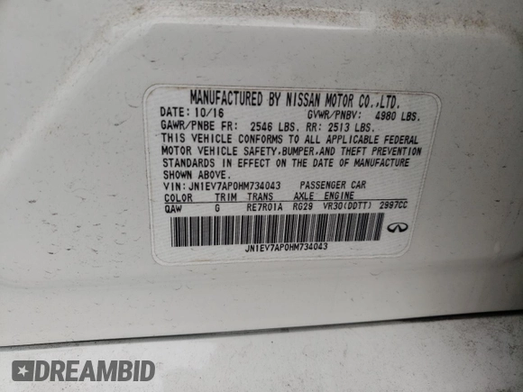 2017 Infiniti Q50 Sport z VIN JN1EV7AP0HM734043, wystawiony jako Copart lot #58812505 z przebiegiem 111 596 mil mil oraz Szkoda całkowita • Salvage title. Historia ofert i sprzedaży dostępna na DreamBid. Obrazek 12.