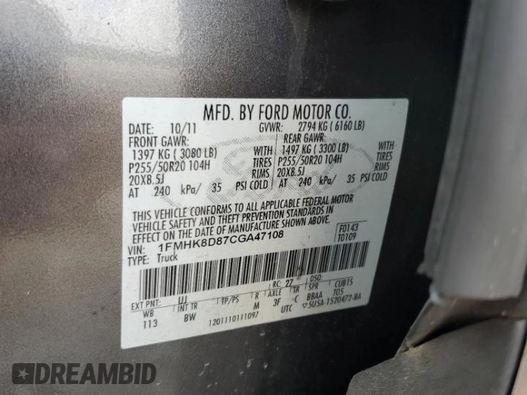 2012 Ford Explorer XLT с VIN 1FMHK8D87CGA47108, выставлен на аукционе Copart как лот 63197495 с пробегом 146 367 миль миль и Списание • Salvage title. История ставок и продаж доступна на DreamBid. Изображение 14.