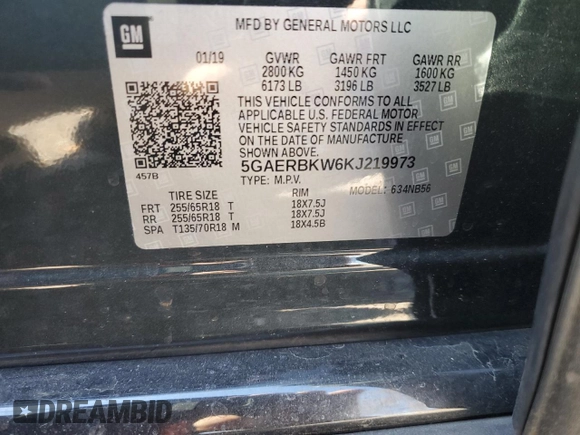 2019 Buick Enclave Essence with VIN 5GAERBKW6KJ219973, listed as a Copart auction lot 50592525 with 91,395 mi miles and Salvage Title. Bid and sale history available at DreamBid. Image 15.