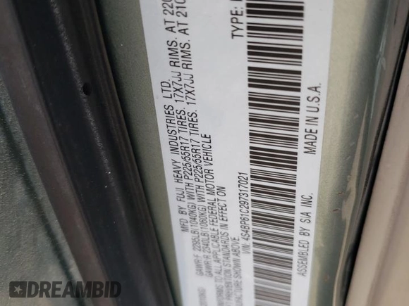 2009 Subaru Outback Special Edition с VIN 4S4BP61C297317021, выставлен на аукционе Copart как лот 59284134 с пробегом 174 018 миль миль и Списание • Salvage title. История ставок и продаж доступна на DreamBid. Изображение 12.