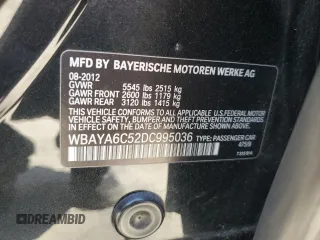2013 BMW 7 Series 740i with VIN WBAYA6C52DC995036, listed as a Copart auction lot 70317414 with 126,246 mi miles and Clean Title. Bid and sale history available at carsss.com. Image 12.
