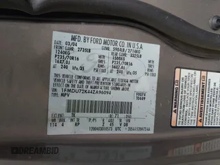 2004 Ford Explorer XLS с VIN 1FMDU72K44ZA96094, выставлен на аукционе IAAI как лот 42019426 с пробегом Не указан миль и . История ставок и продаж доступна на DreamBid. Изображение 9.