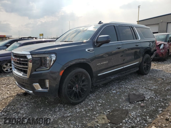 2021 GMC Yukon XL SLT with VIN 1GKS2GKD9MR437285, listed as a Copart auction lot 63038474 with 49,603 mi miles and Salvage Title. Bid and sale history available at carsss.com. Image 1.
