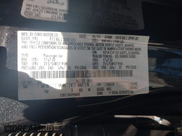 2015 Ford Focus SE с VIN 1FADP3F25FL332956, выставлен на аукционе IAAI как лот 42452810 с пробегом 131 983 миль миль и . История ставок и продаж доступна на DreamBid. Изображение 9.