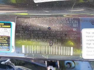 2015 Kia Cadenza Premium z VIN KNALN4D71F5183169, wystawiony jako IAAI lot #41752074 z przebiegiem Nie podano mil oraz . Historia ofert i sprzedaży dostępna na DreamBid. Obrazek 17.