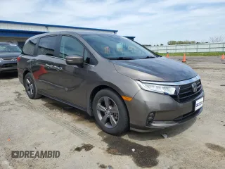 2021 Honda Odyssey EX z VIN 5FNRL6H5XMB019406, wystawiony jako Copart lot #54990945 z przebiegiem 77 941 mil mil oraz Szkoda całkowita • Salvage title. Historia ofert i sprzedaży dostępna na DreamBid. Obrazek 4.