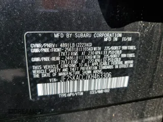 2019 Subaru Forester with VIN JF2SKACC7KH463306, listed as a Copart auction lot 57237345 with 21,680 mi miles and Salvage title. Bid and sale history available at DreamBid. Image 12.