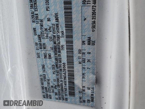 2009 Ford Econoline Cargo Commercial z VIN 1FTNE14W39DA39568, wystawiony jako Copart lot #51933035 z przebiegiem 129 590 mil mil oraz Szkoda całkowita • Salvage title. Historia ofert i sprzedaży dostępna na DreamBid. Obrazek 13.