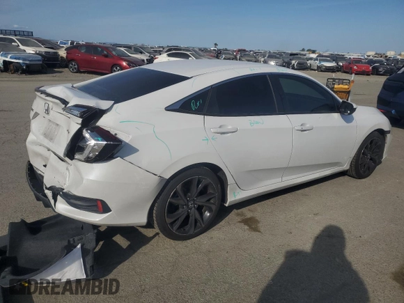 2020 Honda Civic Sedan Sport with VIN 2HGFC2F82LH578712, listed as a Copart auction lot 48104515 with 59,521 mi miles and Salvage Title. Bid and sale history available at carsss.com. Image 3.
