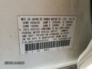 2008 Acura TSX z VIN JH4CL96898C007916, wystawiony jako Copart lot #54590905 z przebiegiem 120 990 mil mil oraz Szkoda całkowita • Salvage title. Historia ofert i sprzedaży dostępna na DreamBid. Obrazek 12.