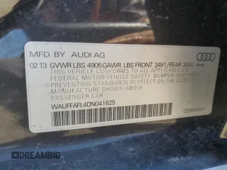 2013 Audi A4 Premium Plus with VIN WAUFFAFL4DN041625, listed as a Copart auction lot 48693955 with 153,429 mi miles and Salvage Title. Bid and sale history available at carsss.com. Image 14.