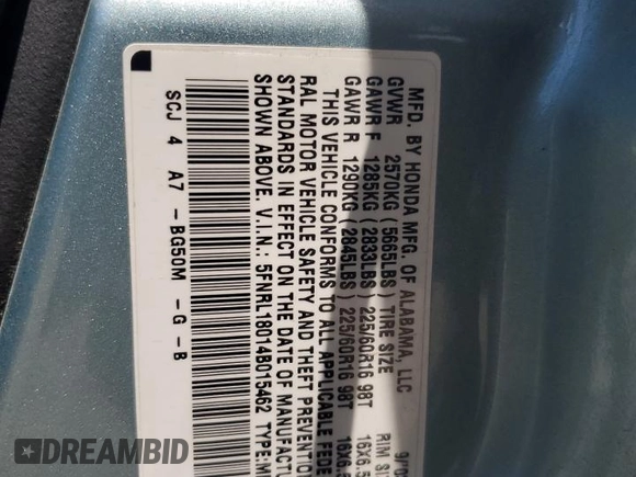 2004 Honda Odyssey EX-L with VIN 5FNRL18014B015462, listed as a Copart auction lot 62834665 with 323,817 mi miles and Salvage title. Bid and sale history available at DreamBid. Image 13.