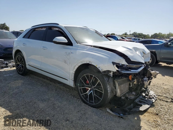 2020 Audi Q8 Premium Plus with VIN WA1EVAF19LD018694, listed as a Copart auction lot 56150484 with 0 mi miles and Salvage Title. Bid and sale history available at carsss.com. Image 4.