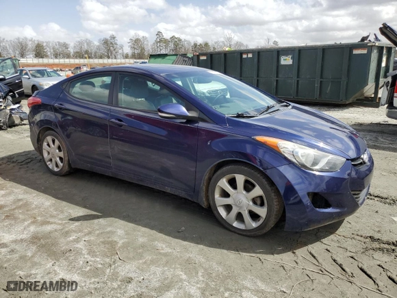 2013 Hyundai Elantra GLS with VIN 5NPDH4AE7DH288619, listed as a Copart auction lot 47264565 with 186,968 mi miles and Salvage Title. Bid and sale history available at carsss.com. Image 4.