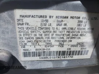 1999 Nissan Altima XE with VIN 1N4DL01D7XC181770, listed as a IAAI auction lot 41747919 with 197,601 mi miles. Bid and sale history available at carsss.com. Image 9.