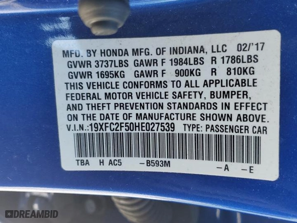 2017 Honda Civic Sedan LX with VIN 19XFC2F50HE027539, listed as a Copart auction lot 88356585 with 126,259 mi miles and Salvage Title. Bid and sale history available at carsss.com. Image 14.
