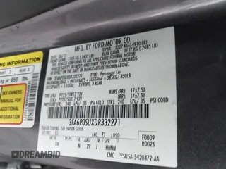 2013 Ford Fusion Titanium with VIN 3FA6P0SUXDR332271, listed as a IAAI auction lot 42174434 with 201,404 mi miles and . Bid and sale history available at DreamBid. Image 9.