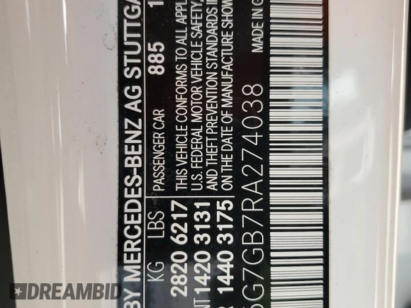 2024 Mercedes-Benz S 580 с VIN W1K6G7GB7RA274038, выставлен на аукционе Copart как лот 42456595 с пробегом 5 810 миль миль и Списание • Salvage title. История ставок и продаж доступна на DreamBid. Изображение 15.