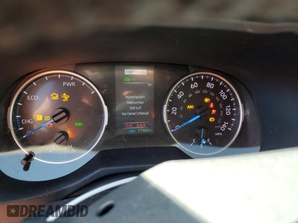 2021 Toyota RAV4 Hybrid LE with VIN 4T3B6RFV1MU042547, listed as a Copart auction lot 53558175 with 77,985 mi miles and Salvage title. Bid and sale history available at DreamBid. Image 9.