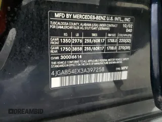 2003 Mercedes-Benz M-Class 3.2L with VIN 4JGAB54EX3A397258, listed as a Copart auction lot 67455154 with 176,642 mi miles and Salvage Title. Bid and sale history available at carsss.com. Image 15.