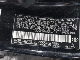 2010 Toyota Prius II with VIN JTDKN3DU7A1286319, listed as a IAAI auction lot 41812718 with 201,982 mi miles. Bid and sale history available at carsss.com. Image 9.