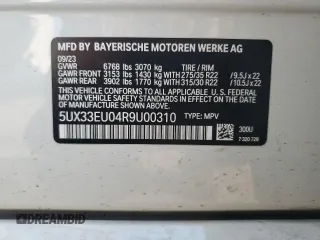 2024 BMW X5 M60i with VIN 5UX33EU04R9U00310, listed as a Copart auction lot 65352824 with 16,088 mi miles and Salvage Title. Bid and sale history available at carsss.com. Image 16.