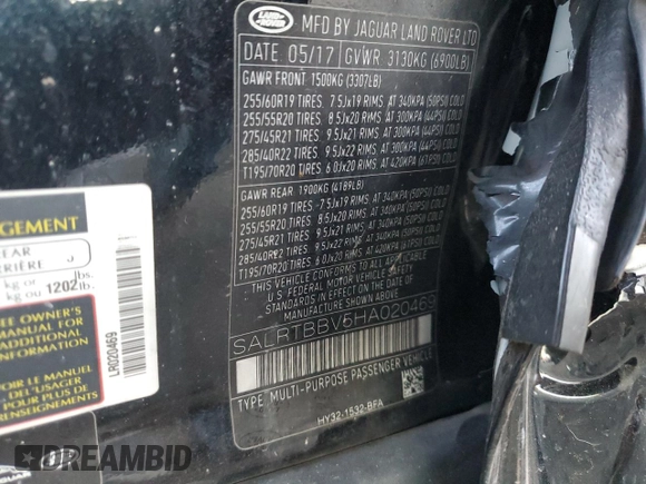 2017 Land Rover Discovery First Edition with VIN SALRTBBV5HA020469, listed as a Copart auction lot 77438984 with 62,541 mi miles and Salvage Title. Bid and sale history available at carsss.com. Image 13.
