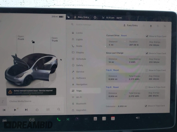 2024 Tesla Model Y Performance with VIN 7SAYGDEF2RA322351, listed as a IAAI auction lot 41953896 with 8,959 mi miles and . Bid and sale history available at DreamBid. Image 7.