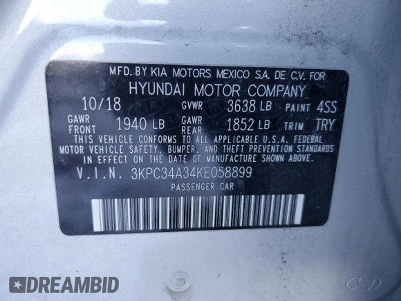 2019 Hyundai Accent Limited with VIN 3KPC34A34KE058899, listed as a Copart auction lot 86019664 with 64,079 mi miles and Salvage Title. Bid and sale history available at carsss.com. Image 14.