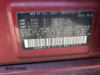 2011 Subaru Legacy Premium with VIN 4S3BMBC69B3227066, listed as a Copart auction lot 56559185 with 57,100 mi miles and Non repairable. Bid and sale history available at DreamBid. Image 12.