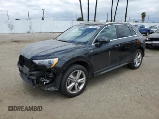 2020 Audi Q3 S line Premium with VIN WA1DECF36L1020574, listed as a Copart auction lot 52804445 with 37,040 mi miles and Salvage Title. Bid and sale history available at carsss.com. Image 1.