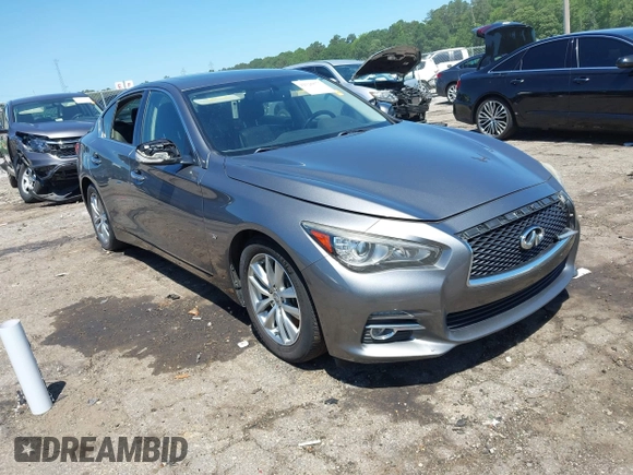 2015 Infiniti Q50 with VIN JN1BV7AP0FM357018, listed as a IAAI auction lot 42326677 with 179,436 mi miles and . Bid and sale history available at DreamBid. Image 1.