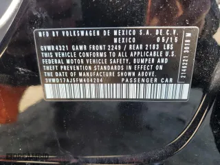 2015 Volkswagen Jetta Sedan 1.8T SE w/Connectivity with VIN 3VWD17AJ5FM404204, listed as a Copart auction lot 52289155 with 79,427 mi miles and Salvage Title. Bid and sale history available at carsss.com. Image 12.