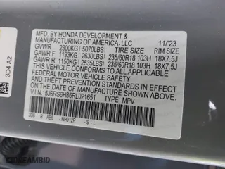 2024 Honda CR-V Hybrid Sport-L with VIN 5J6RS6H86RL021651, listed as a IAAI auction lot 41491059 with 14,130 mi miles. Bid and sale history available at carsss.com. Image 9.