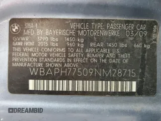 2009 BMW 3 Series 328i with VIN WBAPH77509NM28715, listed as a Copart auction lot 50354365 with 194,826 mi miles and Salvage Title. Bid and sale history available at carsss.com. Image 13.