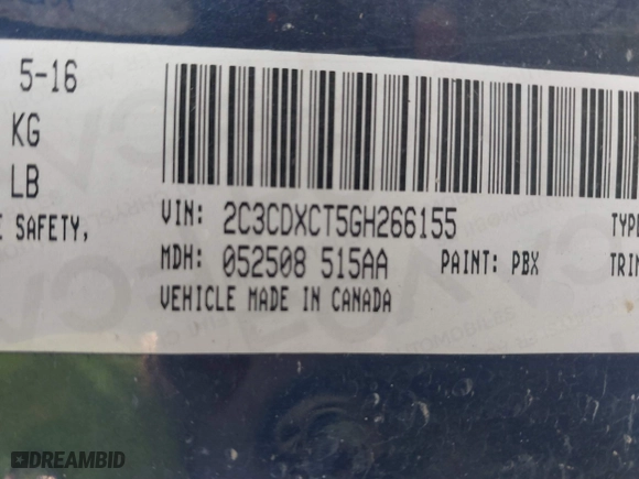 2016 Dodge Charger R/T with VIN 2C3CDXCT5GH266155, listed as a IAAI auction lot 41768778 with 210,430 mi miles. Bid and sale history available at carsss.com. Image 9.