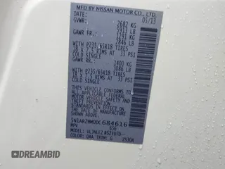 2013 Nissan Pathfinder SL with VIN 5N1AR2MM0DC684616, listed as a IAAI auction lot 41509202 with 118,087 mi miles and . Bid and sale history available at DreamBid. Image 9.