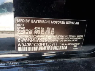 2015 BMW 3 Series 320i with VIN WBA3B1C53FK135911, listed as a Copart auction lot 75477934 with 88,156 mi miles and Salvage Title. Bid and sale history available at carsss.com. Image 14.