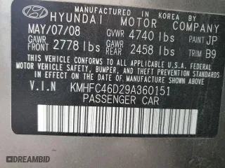 2009 Hyundai Azera GLS with VIN KMHFC46D29A360151, listed as a Copart auction lot 47944885 with 103,850 mi miles and Clean Title. Bid and sale history available at carsss.com. Image 12.