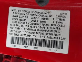 2018 Honda Civic EX with VIN 2HGFC2F73JH541754, listed as a IAAI auction lot 42115344 with 76,896 mi miles and . Bid and sale history available at DreamBid. Image 9.