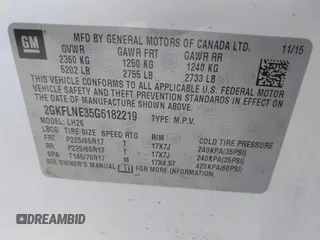 2016 GMC Terrain SLE with VIN 2GKFLNE35G6182219, listed as a IAAI auction lot 41200427 with 131,778 mi miles and . Bid and sale history available at DreamBid. Image 9.