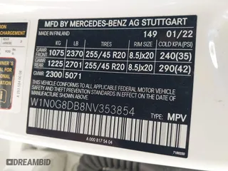 2022 Mercedes-Benz GLC with VIN W1N0G8DB8NV353854, listed as a IAAI auction lot 40655985 with 23,591 mi miles. Bid and sale history available at carsss.com. Image 9.