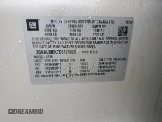 2013 GMC Terrain SLE with VIN 2GKALMEK7D6175523, listed as a Copart auction lot 43130875 with 137,440 mi miles and Salvage Title. Bid and sale history available at carsss.com. Image 13.