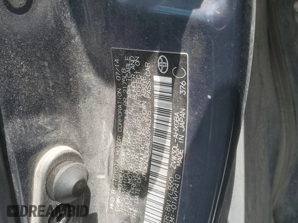 2014 Toyota Prius Four z VIN JTDKN3DU4E0394375, wystawiony jako Copart lot #59415685 z przebiegiem 124 117 mil mil oraz Szkoda całkowita • Salvage title. Historia ofert i sprzedaży dostępna na DreamBid. Obrazek 12.