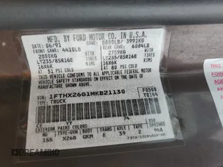 1991 Ford F-250 z VIN 1FTHX26G1MKB21130, wystawiony jako Copart lot #42222245 z przebiegiem 13 849 mil mil oraz Szkoda całkowita • Salvage title. Historia ofert i sprzedaży dostępna na DreamBid. Obrazek 12.