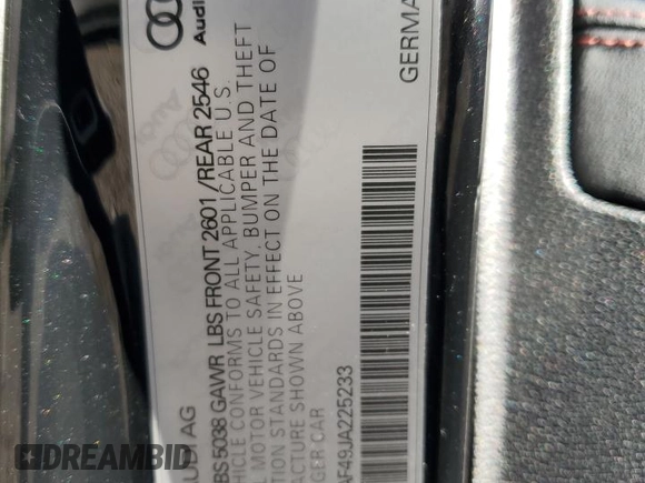 2018 Audi S4 Premium Plus with VIN WAUB4AF49JA225233, listed as a Copart auction lot 72212793 with 67,410 mi miles. Bid and sale history available at carsss.com. Image 12.